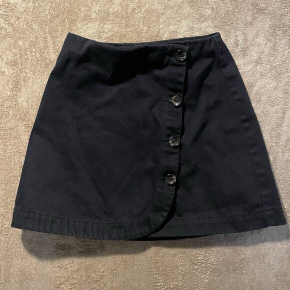 BDG Urban Outfitters Skirt Womens XS Denim Mini Black Buttons Wrap Around - Picture 1 of 6
